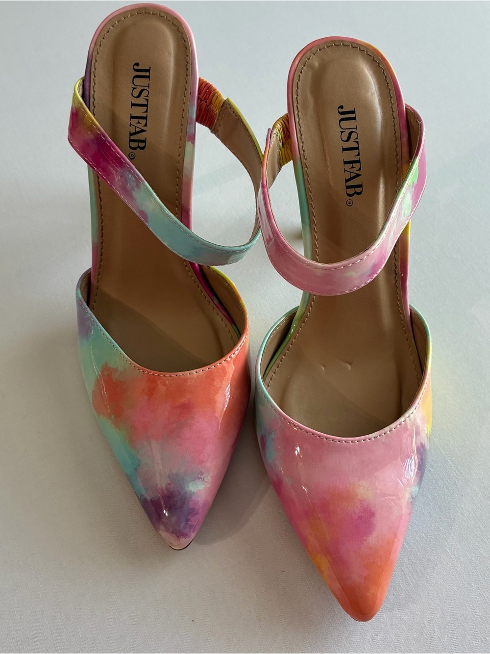 JustFab "I'm The Catch" Tie-Dye Patent Pointed Toe Stiletto Heels – Size US 6